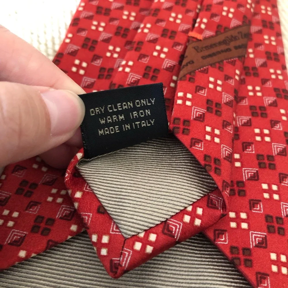 Ermenegildo Zenga red square patterned tie silk